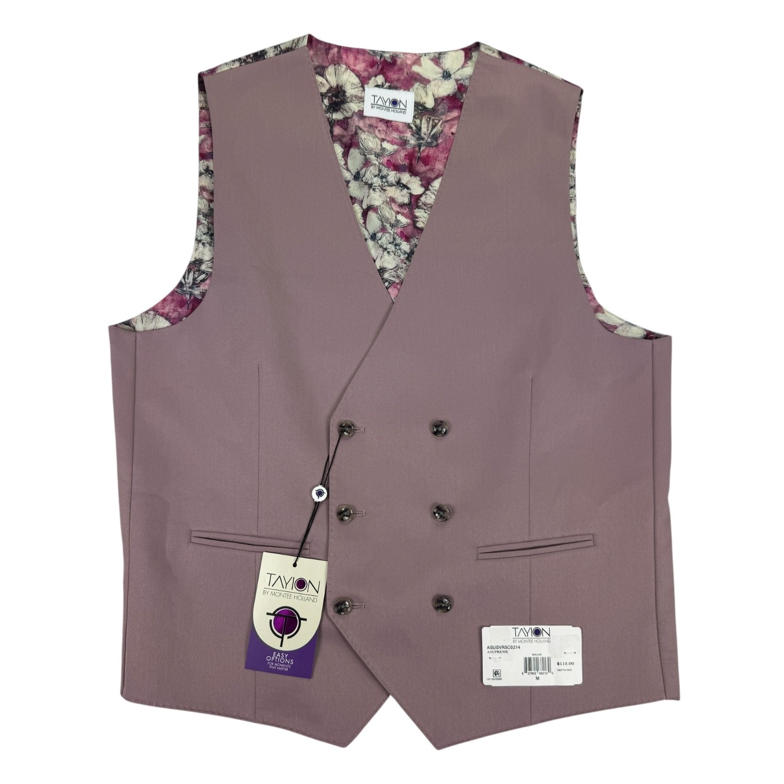 Tayion Mens Asupreme Regular Fit Solid Suit Vest Mauve Pink M